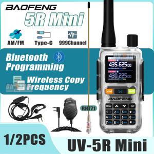 바오펑 UV 5R 미니 무전기 에어밴드 UHF/VHF 999채널 FM 블루투스 프로그래밍 타입-C 캠핑 햄 라디오 업그레이드 5R 1/2개