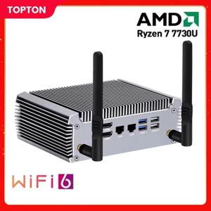 토프톤 FU02 팬리스 미니 PC AMD 라이젠 7 7730U 5825U R5 5625U 4500U 게이밍 컴퓨터 듀얼 LAN 방화벽 2*HDMI2.0 NVMe DDR4 WiFi6
