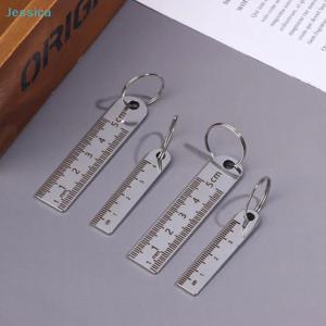 ♥ 미니 스테인리스 스틸 자 키체인 |   1-5cm 휴대용 측정 도구 열쇠고리 (분실 방지 측정자)