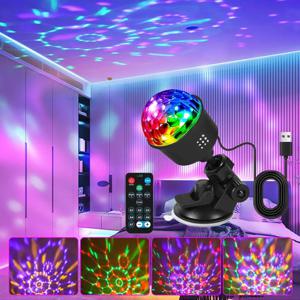 자동차 홈 파티용 LED 무대 디스코 라이트 RGB 회전 레이저 DJ 볼, 컬러풀 스트로브 분위기 댄스 램프, 크리스마스 클럽 선물