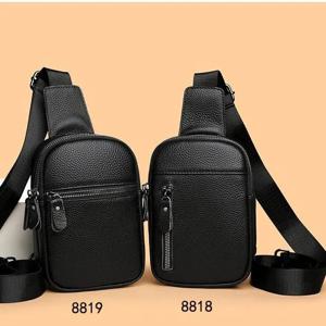 남성용 출퇴근용 가슴 가방 최상급 소가죽 폰 가방 심플한 싱글 숄더 크로스백 캐주얼 슬림