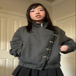 패션 블랙 진 싱글 브레스티드 코트 여성 시크 긴 소매 하이 칼라 지퍼 포켓 재킷 2025 신상 데일리 클럽 스트리트웨어