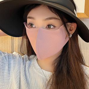 아이스 실크 쿨링 마스크 3D 스트라이프 히알루론산 함유 여름철 통기성 무자국 자외선 차단 마스크