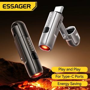 Essager 2-in-1 Type-C 휴대용 미니 시가 라이터 및 공기 송풍기 캠핑 및 비상용 야외 안전 USB-C 어댑터