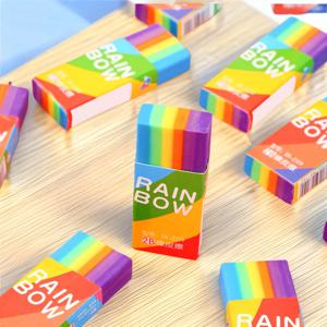 20팩 레인보우 2B 연필 지우개 부드러운 PVC 소재 필기용 및 그림용 비깃털형 지우개 - 문구류 사무용 학습용품