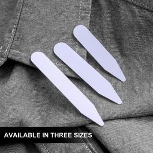 200개 나일론 칼라 스테이(3가지 사이즈) 흰색 플라스틱 셔츠 본 인서트, 칼라를 깔끔하고 정돈된 상태로 유지하는 드레스 셔츠용 보강재