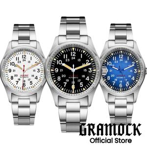 맞춤형 로고 남성용 시계 36mm 39mm NH35A 기계식 손목시계 사파이어 글래스 야광 오토매틱 파일럿 시계 스틸 브레이슬릿