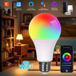 투야 와이파이 스마트 램프 E27 RGB LED 전구 10W 15W 20W 알렉사 LED 램프 전구 스마트 라이프 앱 음성 제어 (구글 홈, 앨리스 연동)