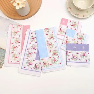 3/6/12Pcs 43cm 여성용 빈티지 프린트 코튼 손수건 일상 사용 및 결혼 선물용 초박형 부드러운 흡수성 땀 수건