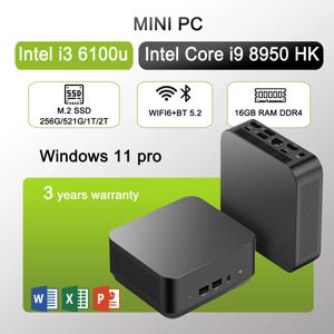 2026 윈도우 11 인텔 i9 미니 PC 인텔 코어 i9 10980HK/코어 i3 6100U 미니 호스트 16GB DDR4 2048GB SSD WIFI 6 BT5.2 게이밍 미니 PC