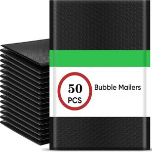 50Pcs 블랙 버블 포장 봉투 메일링 봉투 메일러 폴리 봉투 배송용 셀프 씰 버블 백 패딩
