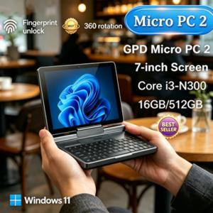 독점 판매 GPD 마이크로 PC 2 윈도우 11 휴대용 PC 스마트 미니 노트북 N300 16GB 램 512GB SSD 7인치 터치스크린