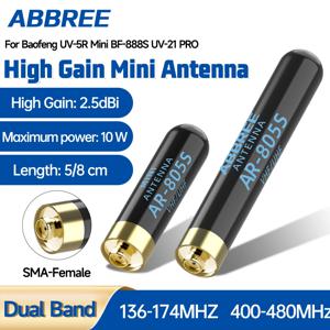 ABBREE AR-805PLUS 미니 안테나 워키토키 SMA-여성형 UHF VHF 고출력 업그레이드 AR-805S (바오펑 UV-5Rmini UV-5RH 햄 라디오용)