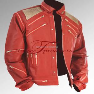 희귀 클래식 MJ MICHAEL JACKSON CUSTOM 클래식 Beat It MV 레드 지퍼 가죽 자켓