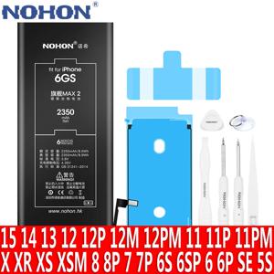 NOHON 애플 아이폰 교체용 배터리, 15, 14, 13, 12 미니, 11 프로 맥스, XS, XR, X, 6S, 6, 7, 8 플러스, 8 플러스, SE, 2020, 2016, 5S, 5C 용