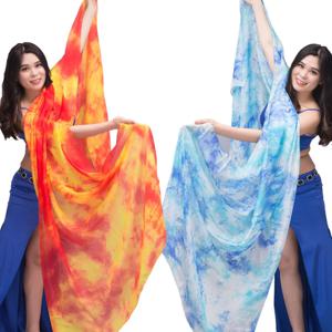 새로운 100% 베일 라이트 실크 밸리 댄스 손 던진 스카프 목도리 베일 실크 200cm 250cm 270cm 어린이 성인 무대 공연 13 색