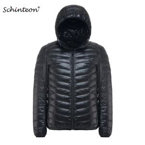 슈테온 남성용 화이트 덕 다운 재킷, 초경량 얇은 캐주얼 코트, 후드 아우터, 플러스 사이즈, 겨울 가을 신상