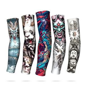 문신 슬리브 원활한 남자 Armguard 야외 바이커 장갑 운전 선 스크린 Longsleeve 얼음 실크 여름 여성 Mitts 팔 슬리브