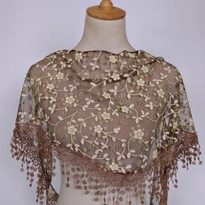달콤한 예쁜 우아한 중공 술 레이스 장미 꽃 목도리 니트 삼각형 스카프 목도리 베일 Mantilla 인쇄 랩 스카프 Wome W1Y4