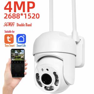 투야 PTZ 와이파이 네트워크 카메라, 야외 보안 보호, IP66 방수, 5G 듀얼 밴드 카메라, 홈 비디오 감시, 4MP