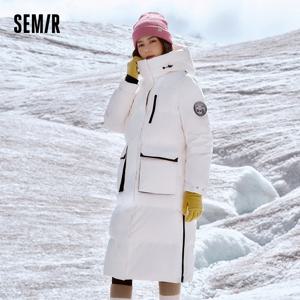 Semir 롱 다운 재킷 2024 겨울 신상품 방풍 따뜻한 루즈 캐주얼 재킷