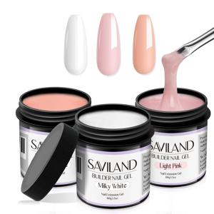 Saviland 빌더 네일 젤, 화이트 누드 핑크 네일 익스텐션 젤, 다기능 네일 아트 젤 광택제, 살롱 DIY용 UV 흡수, 100g