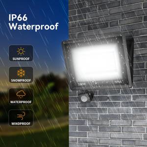 PIR 모션 센서 LED 투광 조명 AC220V 야외 IP66 방수 반사판 LED 스포트라이트 10W 20W 30W 50W 100W 150W 200W 벽 램프