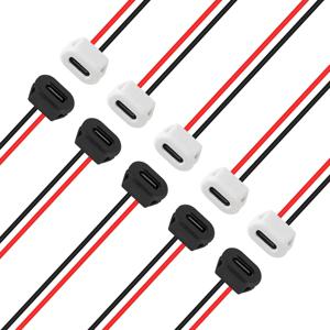 10pcs Type-C 암 섀시 방수 2P 솔더 와이어 유형 USB C 피그 테일 케이블 연장 전원 케이블 USB-C 플러그-2 핀 베어 Wi