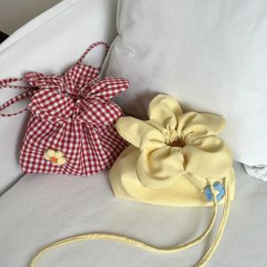 레트로 꽃 디자인 여성 전화 주머니 어깨 가방 대학생 작은 Crossbody 가방 귀여운 격자 무늬 여성 핸드백 클러치 지갑