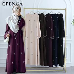 럭셔리 두바이 나비 자수 Abaya 이슬람 여성 겸손한 드레스 이슬람 Femme 휴가 복장 2025 패션 터키 Kaftan 가운