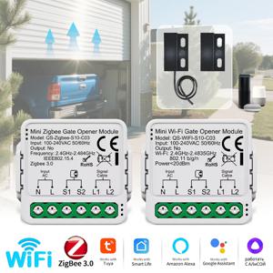 Tuya 스마트 게이트 오프너 컨트롤러 WiFi/Zigbee 차고 도어 스위치 모듈 App 음성 제어 Alexa Google Assistant Alice와 함께 작동