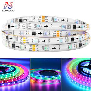 WS2811 LED 라이트 스트립 30/48/60/84/96 LEDs/m DC12V 화이트/블랙 PCB WS2811 LED 라이트 스트립 어드레서블 디지털 홈 앰비언트 라이트