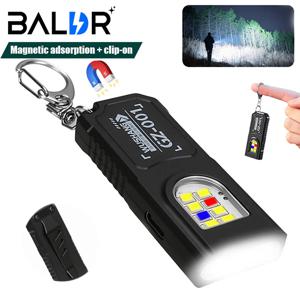 다기능 EDC 키체인 손전등 USB 충전식 미니 손전등 COB 작업등 야외 캠핑 산책용 포켓 램프