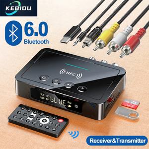 블루투스 6.0 수신기 송신기 FM AUX 3.5mm RCA 광섬유 동축 TF U-디스크 재생 무선 오디오 어댑터 TV 자동차 스피커용