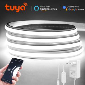 투야 스마트 라이프 앱 와이파이 COB LED 스트립 라이트 실리콘 네온 케이스 타이머 조광 가능 테이프 램프 알렉사, 구글 홈 연동