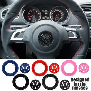 1/2개 자동차 ABS 스티어링 휠 엠블럼 트림 스티커 배지 (폭스바겐 GTI 골프 폴로 6 7 파사트 VW CC 티구안 T-ROC 제타 타이고 용)