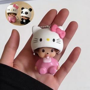 헬로 키티 & 팬더 몬치치 참, 부드러운 비닐 인형, 열쇠고리, 소녀들을 위한 선물, 배낭 장식, 인기 핫세일, 선물