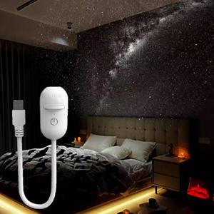 USB 갤럭시 프로젝터 야간 조명 2-in-1 미니 갤럭시 360 °   회전식 LED 별빛 하늘 무드등 파티 홈 토성 장식용