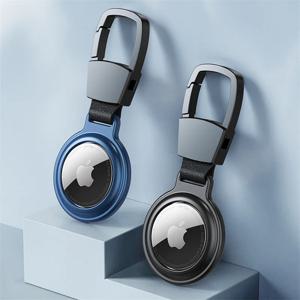 에어 태그 키 체인 보호대 범퍼 Apple Airtag 로케이터 보호 슬리브 케이스 용 고급 금속 자기 흡착 커버