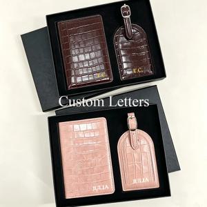 럭셔리 여권 커버, 러기지 태그, 선물 상자 세트, 맞춤 이름, 남녀 공용 선물, 여행용품, 여행 가방 라벨, 여권 홀더