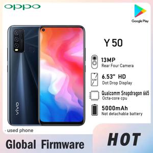 글로벌 펌웨어 VIVO Y50 스마트폰 4G 5000mAh 16.0MP 2340×1080 Snapdragon 665 6.53인치 상태 양호 중고폰