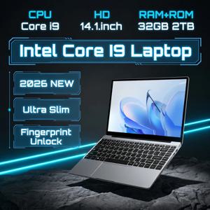 LENO 14.1인치 울트라 슬림 노트북 32GB 2TB 게이밍 컴퓨터 PC 인텔 코어 i9-9900 윈도우11 게이머용 사무용 울트라 슬림 노트북 1080P HD