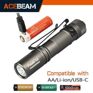 ACEBEAM 고연색성 EDC 손전등 Pokelit AA 충전식 LED 손전등 광전압 미니 토치 캠핑 생존 호송 작업용