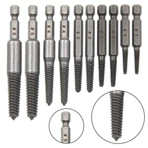 10pc 육각 생크 깨진 머리 나사 추출기 나사 전기 드릴 도구 세트를 꺼내기위한 깨진 머리 스크루 드라이버