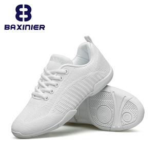 BAXINIER 여아용 흰색 치어리더 댄스 스니커즈, 청소년 신발 워킹화, 운동 훈련 테니스