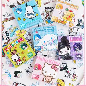 Sanrio 60PCS 방수 헬로 키티 스티커 선물 상자 Cinnamoroll 마이 멜로디 쿠로미 캐릭터 데칼 소녀 장식 장난감 선물