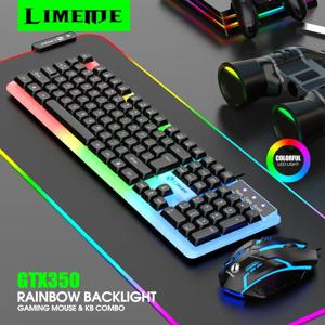 NG GTX350 게임용 키보드 마우스 콤보 컴퓨터 노트북 백라이트 게이머 키트 LED 유선 USB 키보드 GTX350 세트-블랙