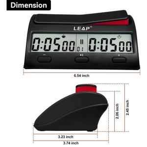 LEAP 고급 디지털 체스 타이머, 전문 체스 시계, 게임 타이머 리치, 7 가지 유형, 38 가지 타이밍 세트 모드