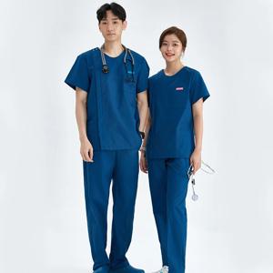 지퍼 간호사 유니폼 의료 스크럽 치과 보조 간호복 미용실 작업복 애완 동물 병원 V 목 수술 세트 205