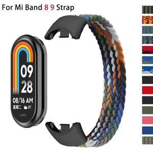 Xiaomi Mi Band 8 9 스트랩 교체 액세서리 용 땋은 솔로 루프 Miband 8 NFC 용 탄성 나일론 시계 밴드 correa 팔찌